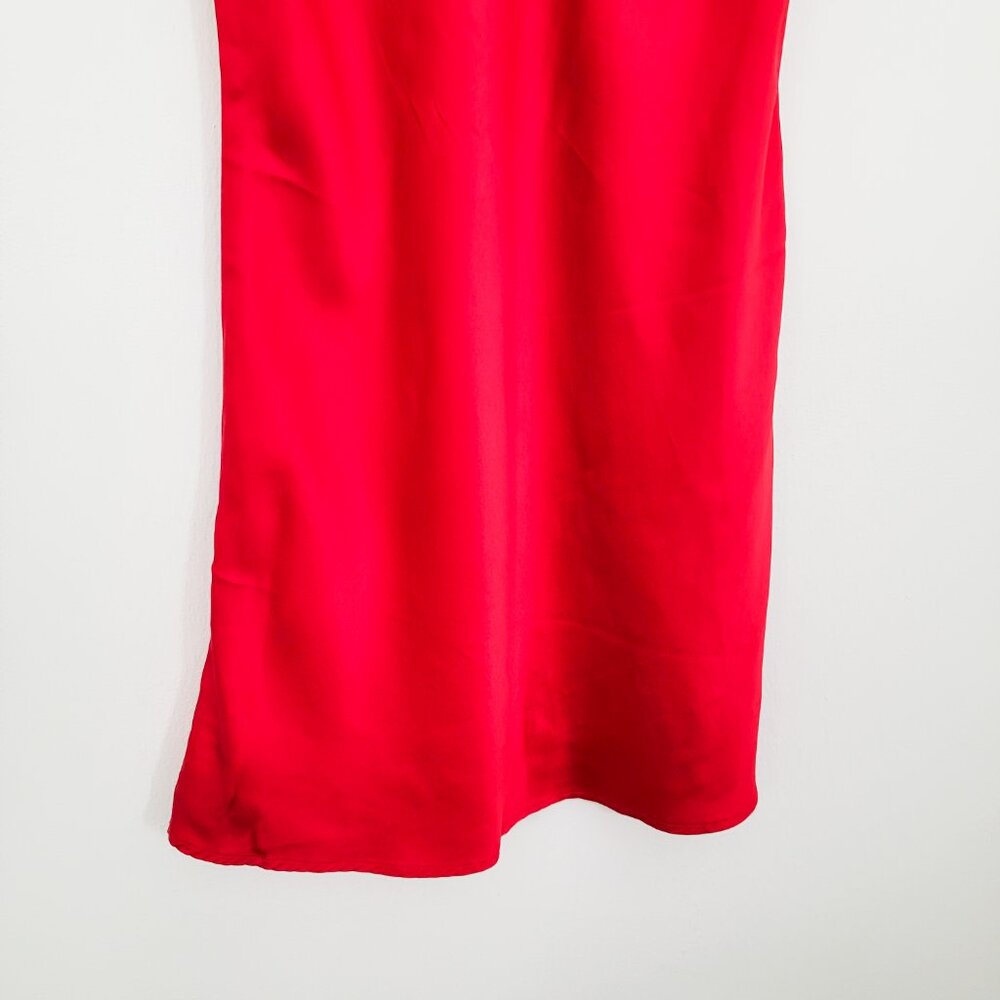 Reformation Cher V Neck Silk Slip Dress in Red XS - Picture 3 of 8